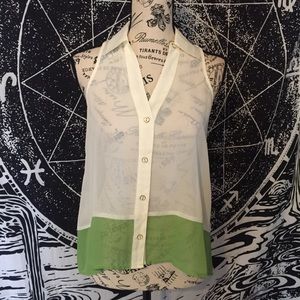 Sheer sleeveless hi-lo blouse